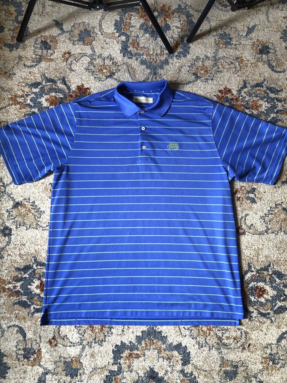 Donald Ross Golf Short Sleeve Polo Shirt Mens XL Blue Striped